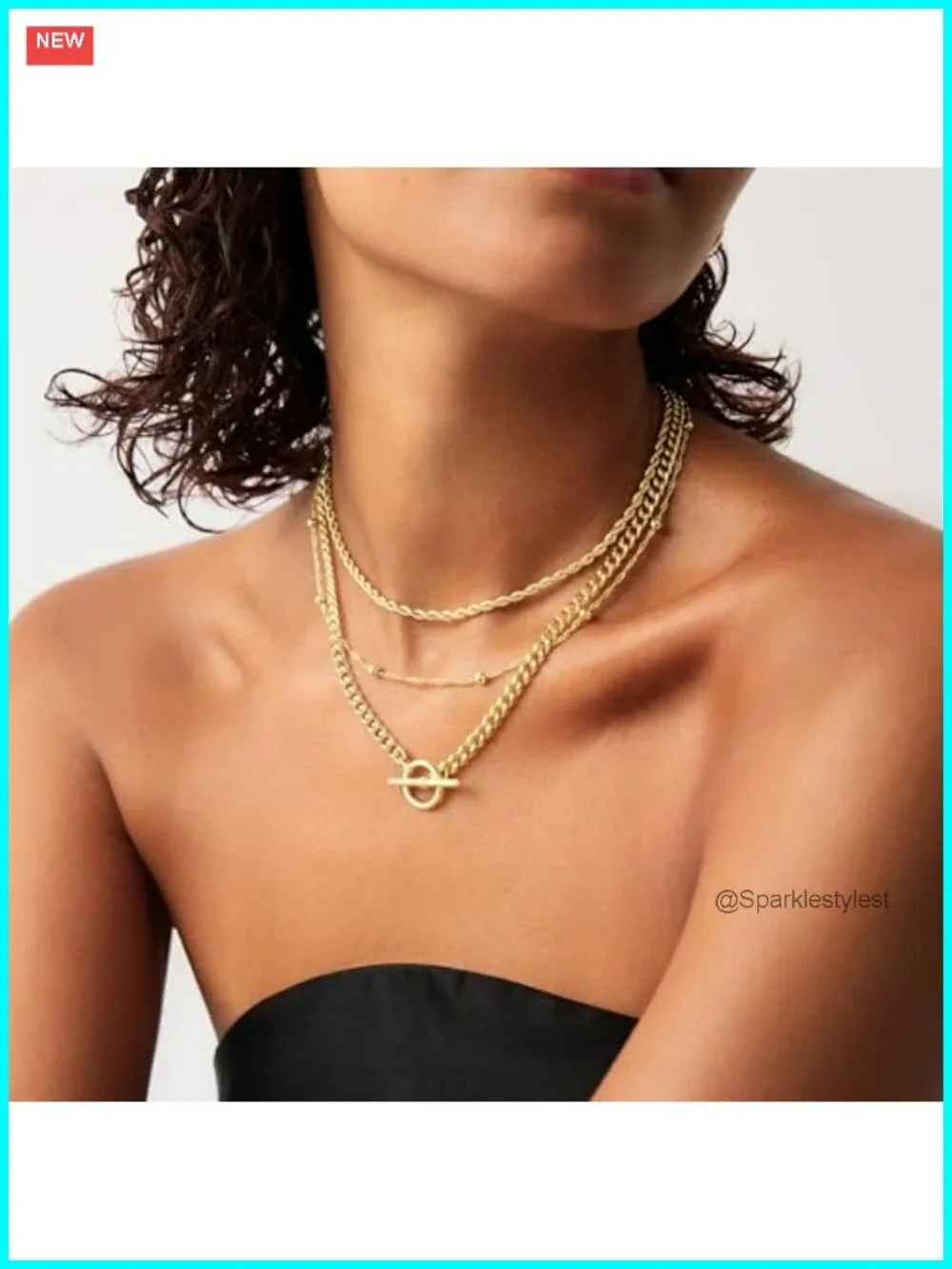Layered Necklace Set 14K Gold Plated Cuban Paperclip Chain 15-17in